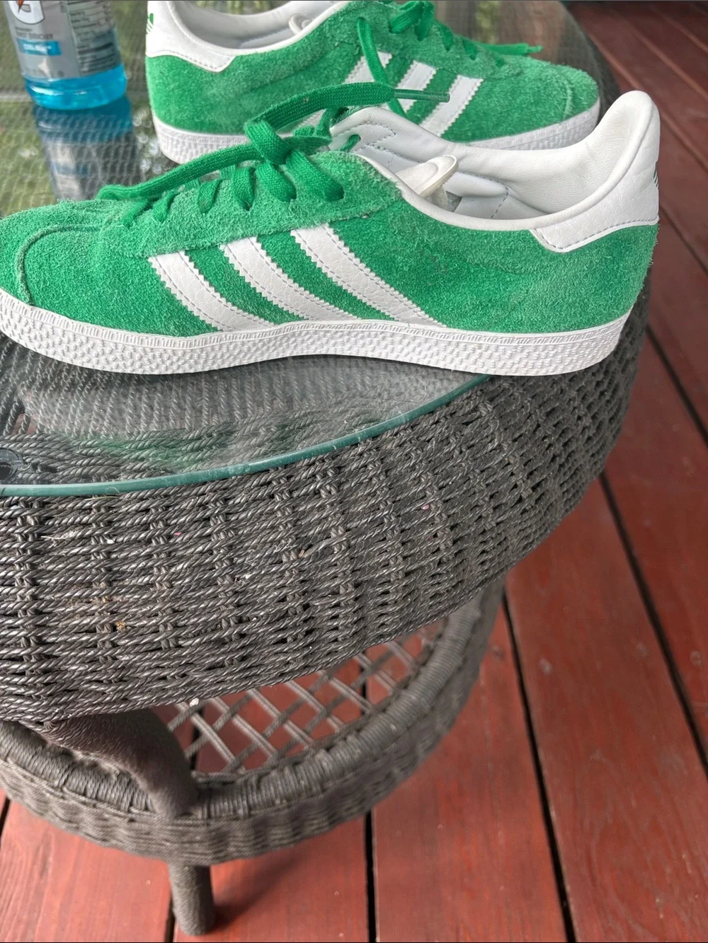 adidas Green Suede Sneakers with White Stripes